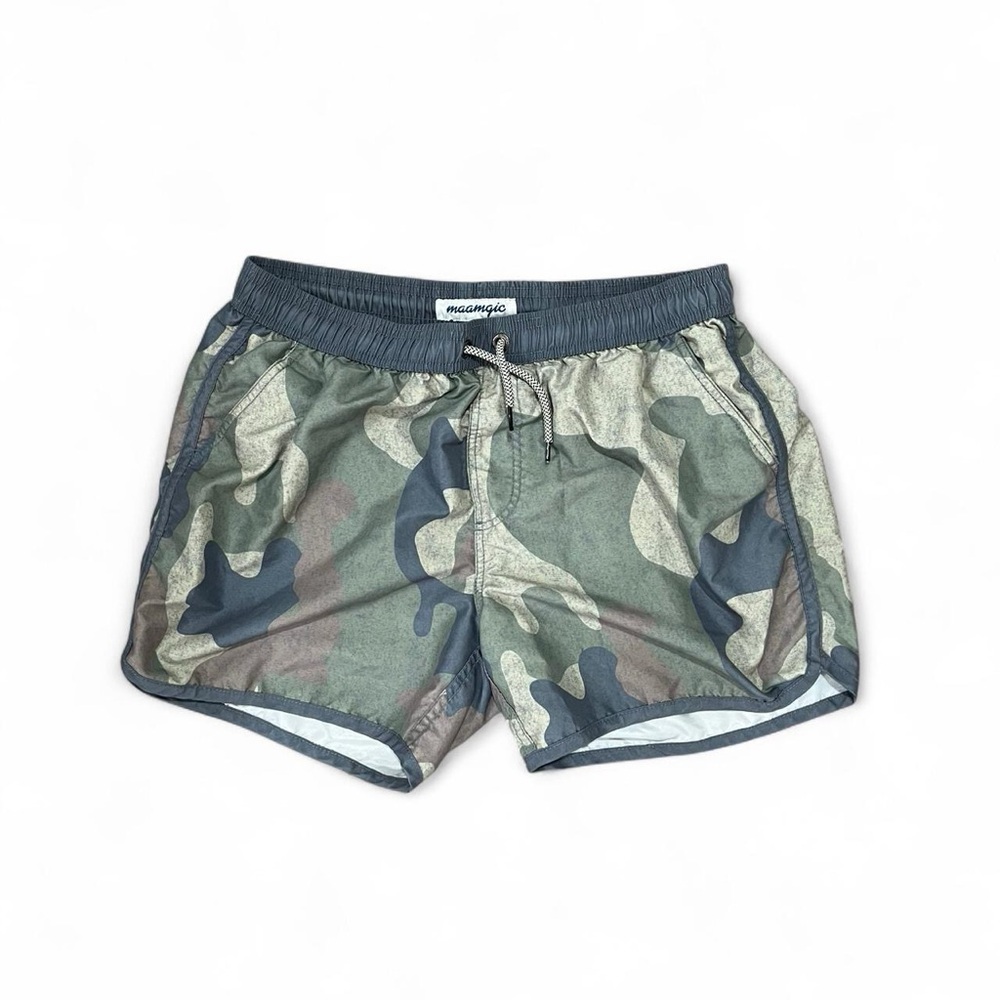 Rugged Camouflage Men's Swim Trunks - Green and Gray